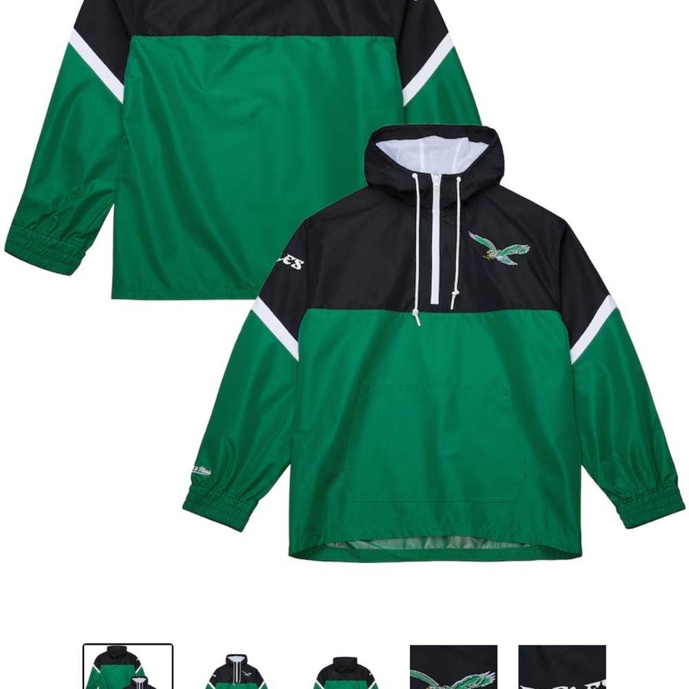 Green and Black Hooded Windbreaker
